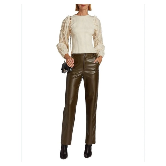 En Saison Cream Sweater Top Rufffle Detail, Size Large - Picture 2 of 11